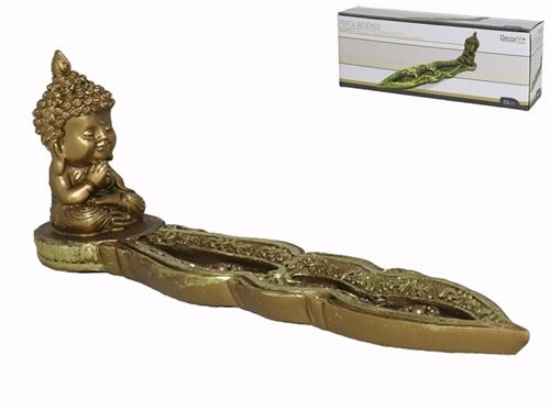 127453 PORTA INCENSO RESINA  BUDA 20 CM
