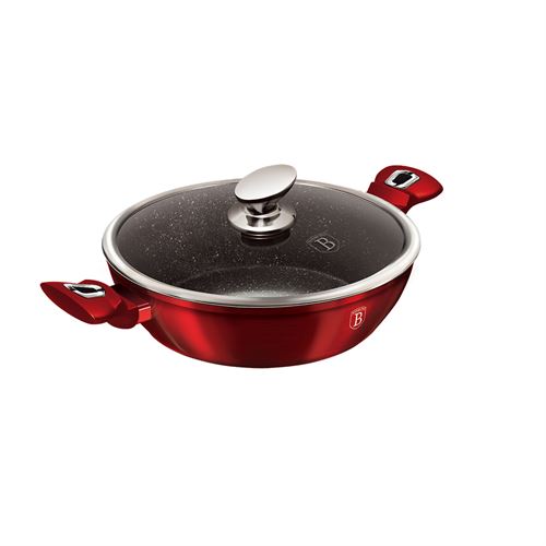 BH-1262N PANELA RASA C/TAMPA 24CM 2,3LT BURGUNDY