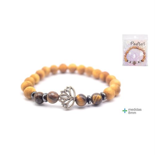 OT-75982 PULSEIRA MADEIRA COM PEDRA OLHO TIGRE 8MM