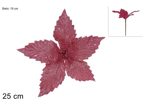 355627 HASTE FLOR GLITTER ROSA 25CM