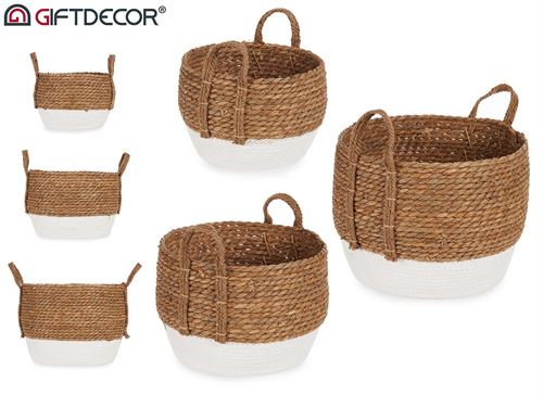 CESTOS ALGA FUNDO BRANCO SET3 35 x 35 x 31 cm
