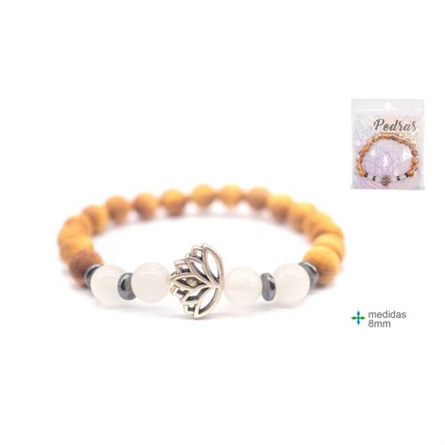 OT-75985 PULSEIRA MADEIRA COM PEDRA CRISTAL 8MM
