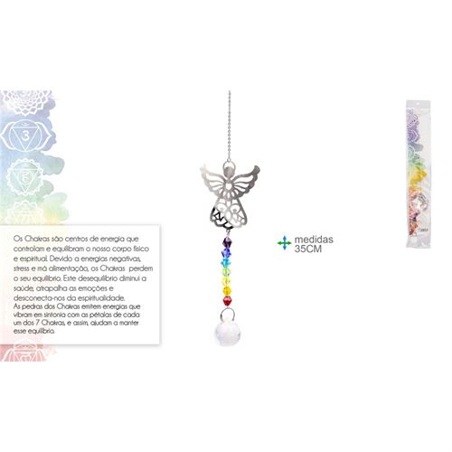 PM-77177 CAPTADOR DE ENERGIA 7 CHAKRAS C/ ANJO 35CM