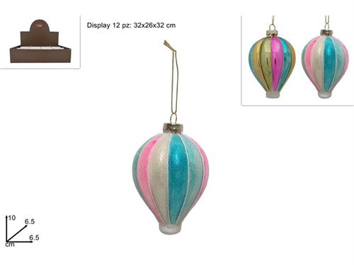 257617 PENDENTE BALAO VIDRO DEC CANDY 10CM