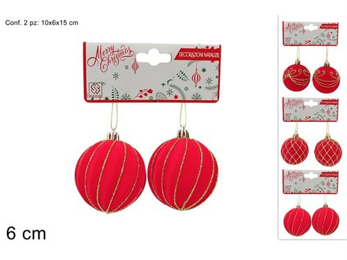 488646 BOLA VELUDO VERMELHO 6CM