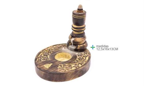 FF-75529 Fonte Fumo Madeira Buda 12,5x16x13cm