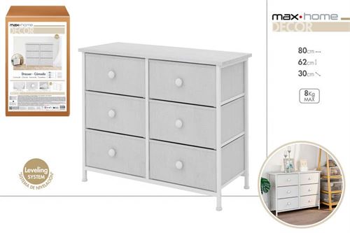 18409 COMODA 6 GAVETAS MDF 80X30X62CM