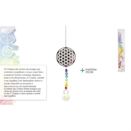 PM-77181 CAPTADOR DE ENERGIA 7 CHAKRAS C/FLÔR DA VIDA