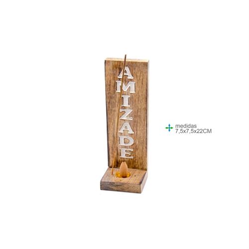 PI-76610 PORTA INCENSO NATURAL AMIZADE 7,5X7,5X22CM