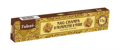 128.NC039 INCENSO TULASI NAG CHAMPA FLAT FRANKINCENSE E MIRRA