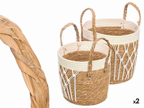 14040 SET 2 VASOS MACRAME TRANÇADO 28CM