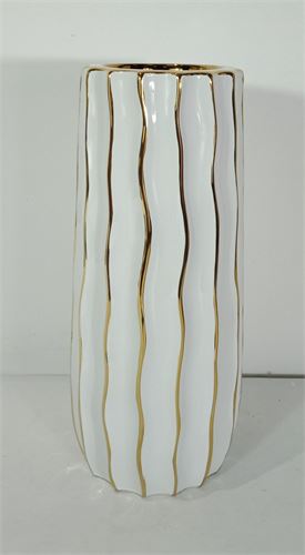 103931307 JARRA DEC BRANCA E DOURADA 13X30CM