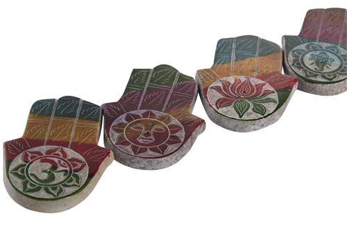 LD-205029 SUPORTE INCENSO PEDRA 6X9X1 TALLADO 4 SORT