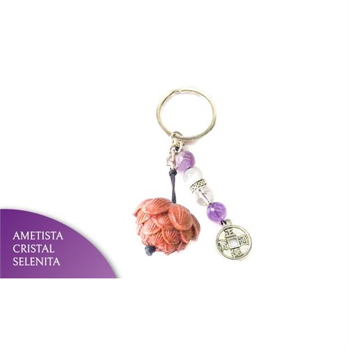 OT-75826 PORTA CHAVES ESPIRITUALIDADE COM PEDRA