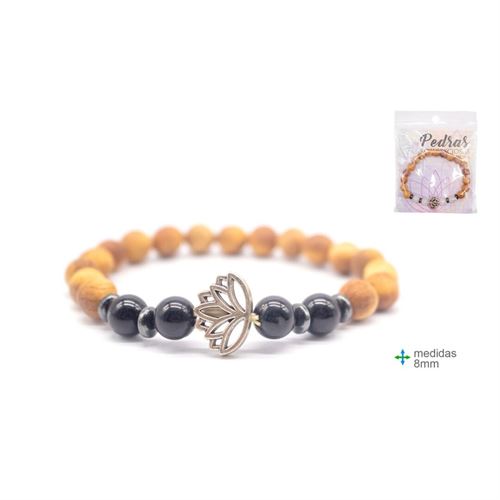 OT-75983 PULSEIRA MADEIRA COM PEDRA TURMALINA 8MM
