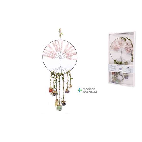 OT-74607 ARVORE VIDA PEDRA QUARTZO ROSA 65X20