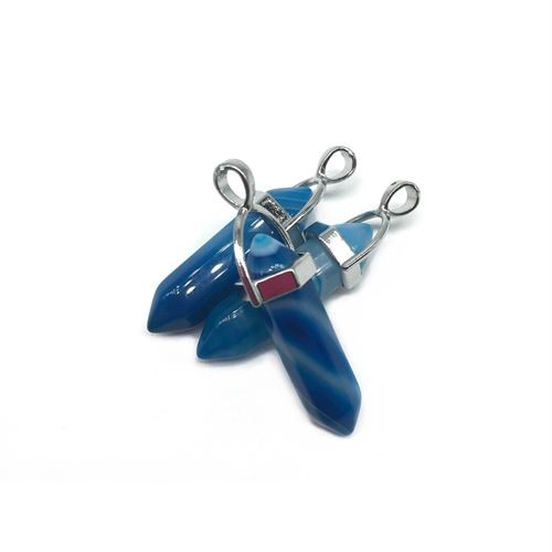 PR-74587 PENDENTE DE PEDRA ÁGATA  AZUL 332x8mm