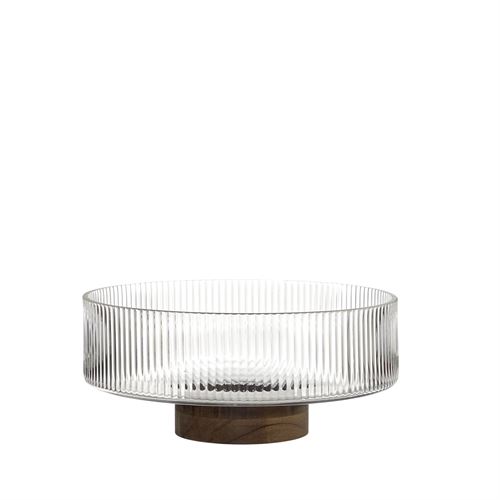 31808 TAÇA VIDRO BASE MADEIRA  C 26,00 L 26,00 A 11,00