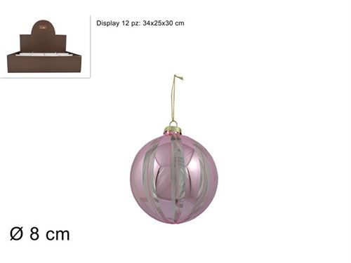 292311 BOLA VIDRO 8CM TRANSPARENTE/ROSA