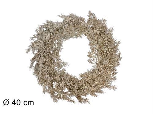 338668 COROA PORTA 40CM RAMOS GLITTER CHAMPANHE
