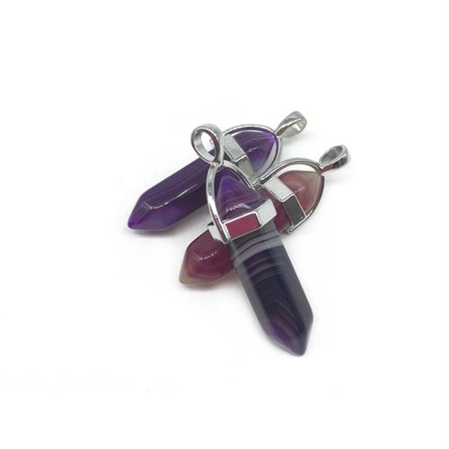 PR-74588 PENDENTE DE PEDRA ÁGATA ROXO 32x8mm
