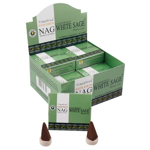 930986 INCENSO CONE Golden Nag Sálvia Branca