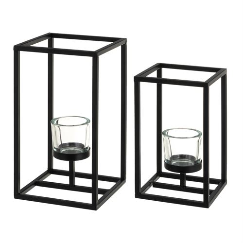 804262 CASTIÇAL METAL PRETO 14X14X25CM