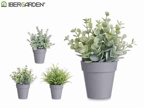 86830 VASO C/PLANTAS VERDES SORT3 8X17CM