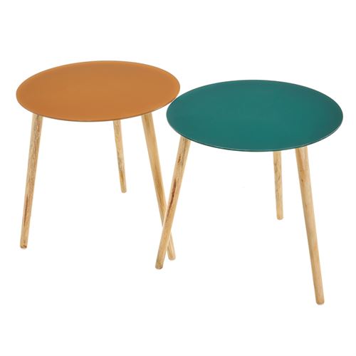 803045 MESA 2/C CRISTAL-MADEIRA 40 X 40 X 40 CM