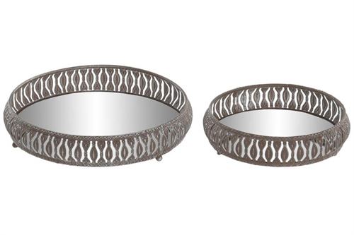 BD-227111 BANDEJA SET 2 METAL ESPELHO 27X27X5,5 ENVELHECIDO