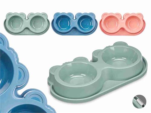 84453 COMEDOURO DUPLO PLASTICO PQ SORT 3 33X17X5 CM