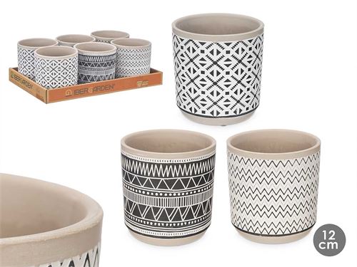 94669 VASO CERAMICA CIMENTO 3 SORT 13CM