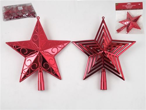 PONTA ÁRVORE DE NATAL ESTRELA BRILHO VERMELHA 15CM