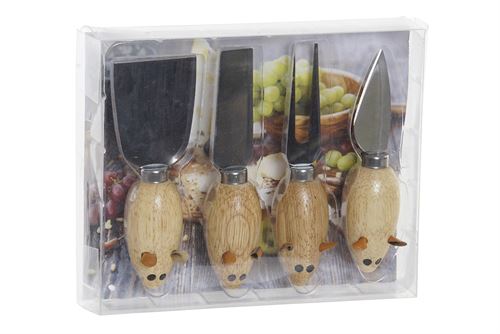 PC-185970 UTENSILIOS PARA QUEIJO SET 4 INOX RATINHOS 18X15X3,3