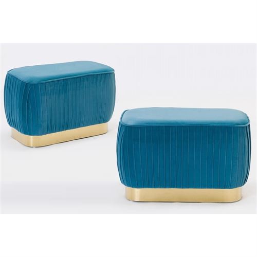 P070289706 PUFF AZUL VELUDO PETROLEO 62X35X40CM