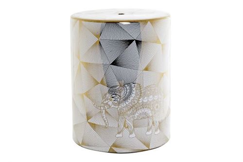 MB-158214 MESA AUXILIAR PORCELANA 33,5X33,5X43 ELEFANTE