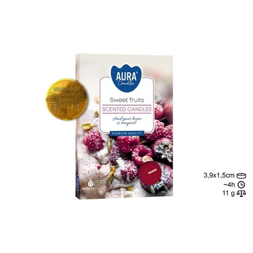 P15-379 VELAS T´LIGHT 6 FRUTAS DOCES 4H