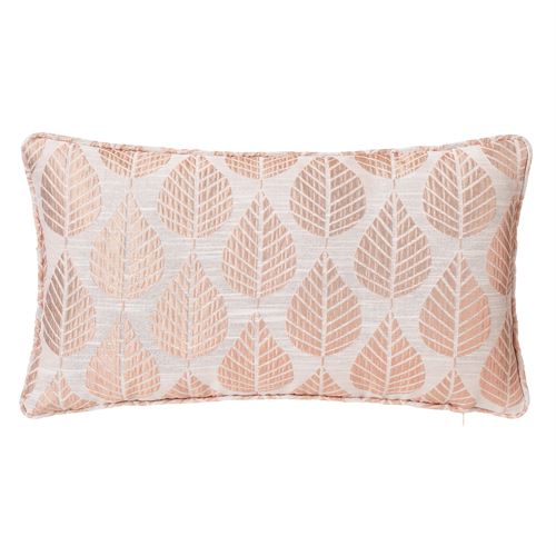 803199 ALMOFADA DE JACQUARD TINTO EM FOLHA ROSA 50 X 30 CM