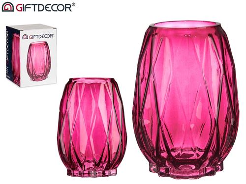 77884 JARRA VIDRO ROSA 13,5X19CM