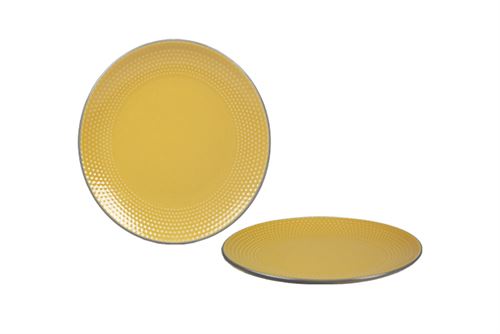 ASSIDO003 PRATO SOBREMESA 19,5CM BOLAS AMARELO GRES
