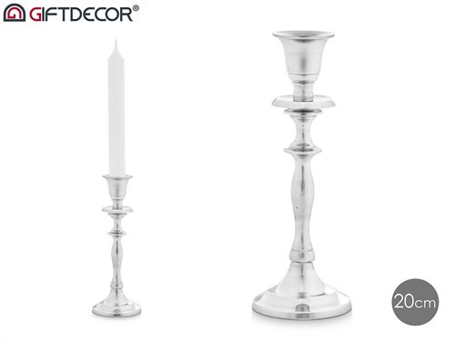 91440 CASTIÇAL METAL PRATEADO 20CM