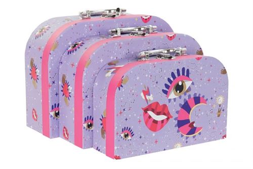 CG-191618 CAIXA SET 3 CARTÃO METAL 28X9,5X20 GOOD LUCK LILÁS