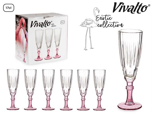 78071 COPO CHAMPANHE ROSA 275ML X6 VIDRO