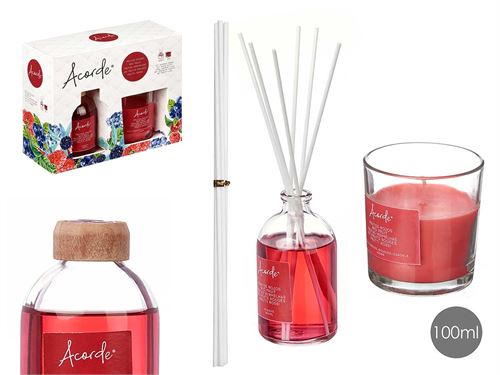 71214 CONJ DIFUSOR 100ML VELA 30H FRUTOS VERMELHOS