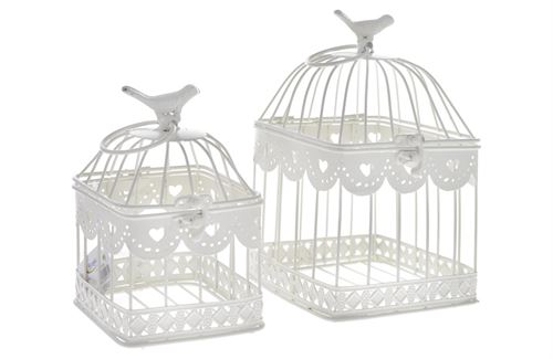 70142 GAIOLA METAL BRANCO SET2