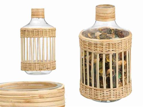 41395 GARRAFA VIDRO DEC RATTAN