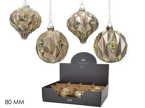 403218 BOLA VIDRO NATAL 8CM ROSE GOLD 4 SORTIDAS