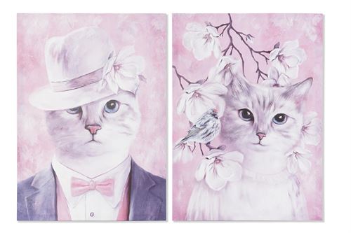 CU-193738 QUADRO TECIDO TELA PINHEIRO 50X1,8X70 GATO 2 SORT