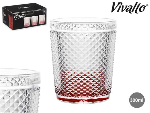 COPO ÁGUA DIAMANTE TRANS BASE VERM 300ML X6