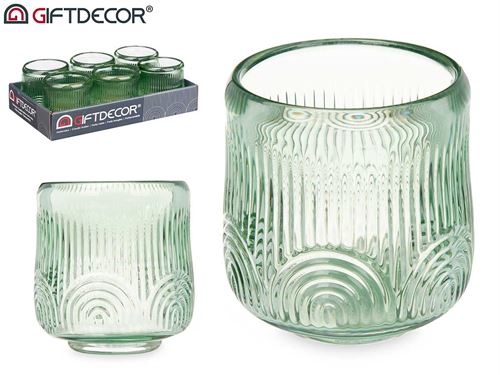 93711 CASTIÇAL VIDRO VERDE RISCAS